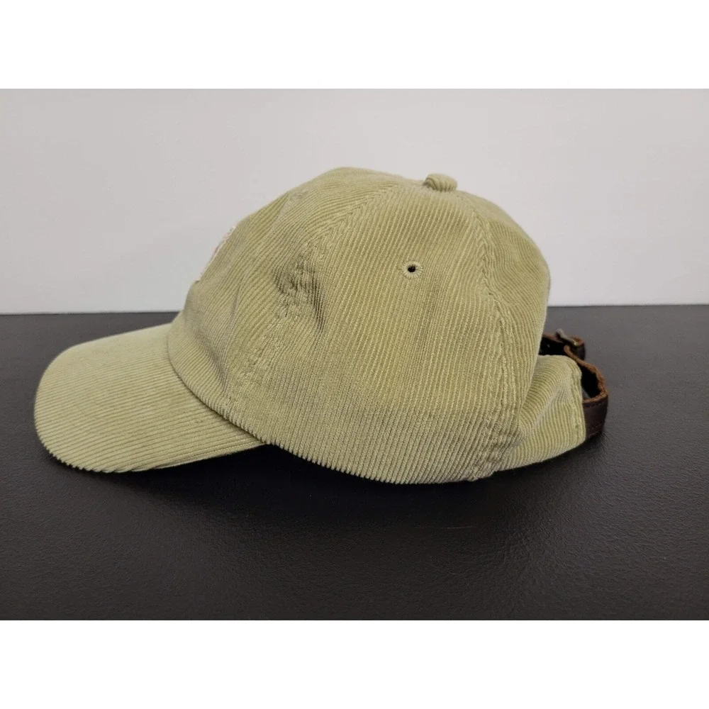 Polo Ralph‎ Lauren Hat Cap Mens Brown Corduroy Leather Strap Back Eagle Flags